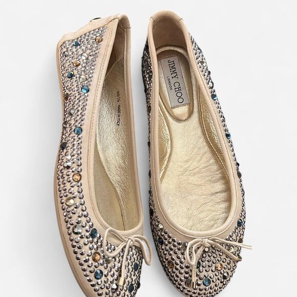 Jimmy Choo Bow Crystal Ballet Flats – Luxe Sparkle / Y2K Glam, Size 36.5 (US 6.5 - Picture 5 of 8